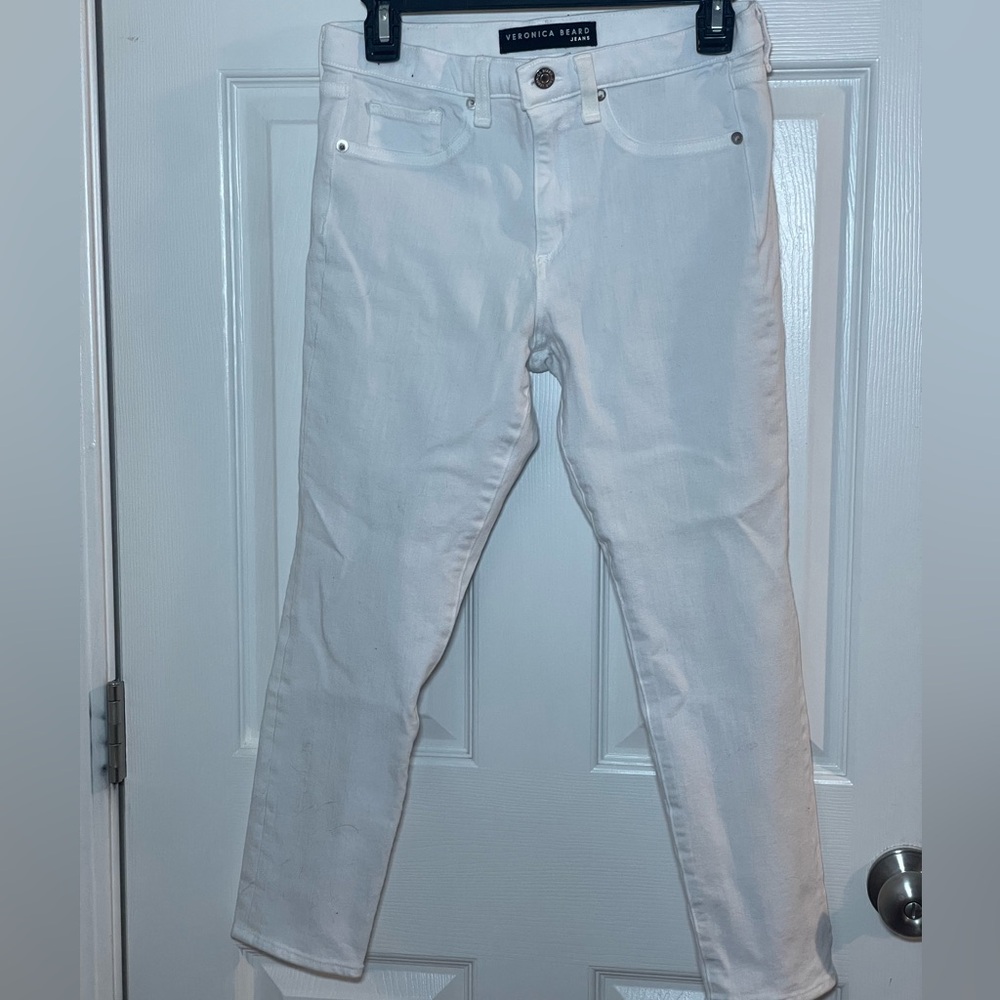 Veronica Beard Jeans White Kate 10” Crop Slim Size 27